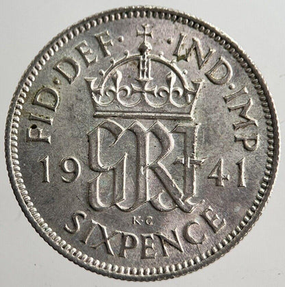 1941 George VI British Sixpence Silver Coin | Very High Grade | a8268