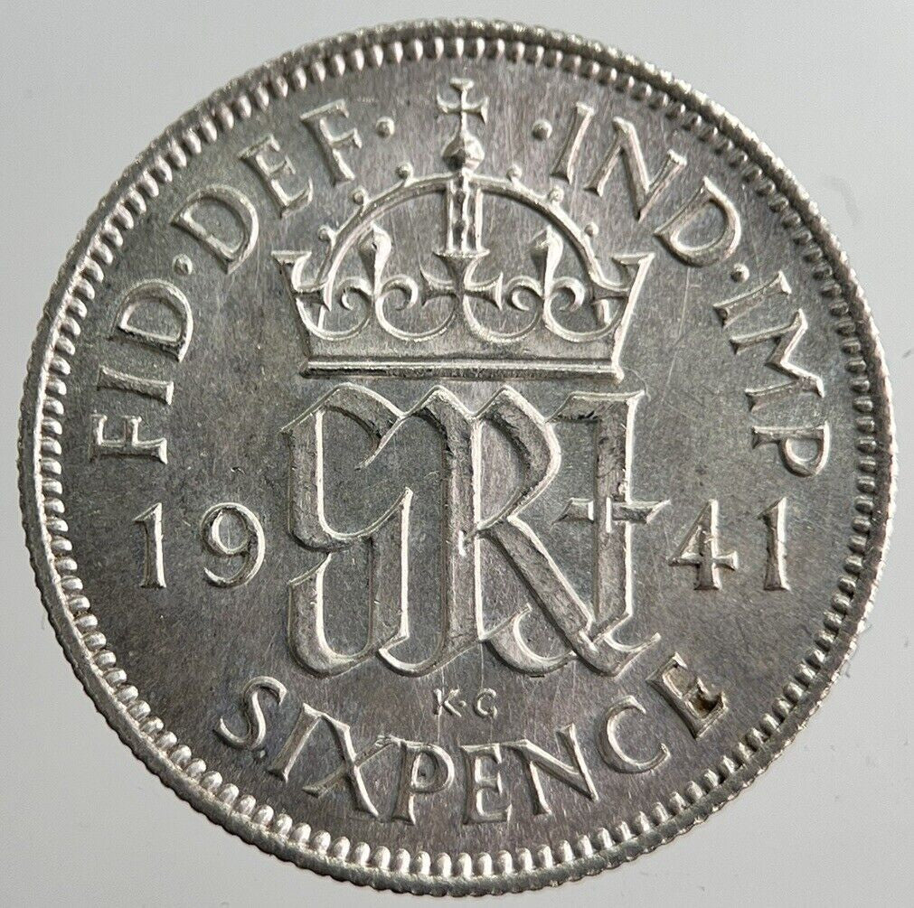 1941 George VI British Sixpence Silver Coin | Very High Grade | a8273
