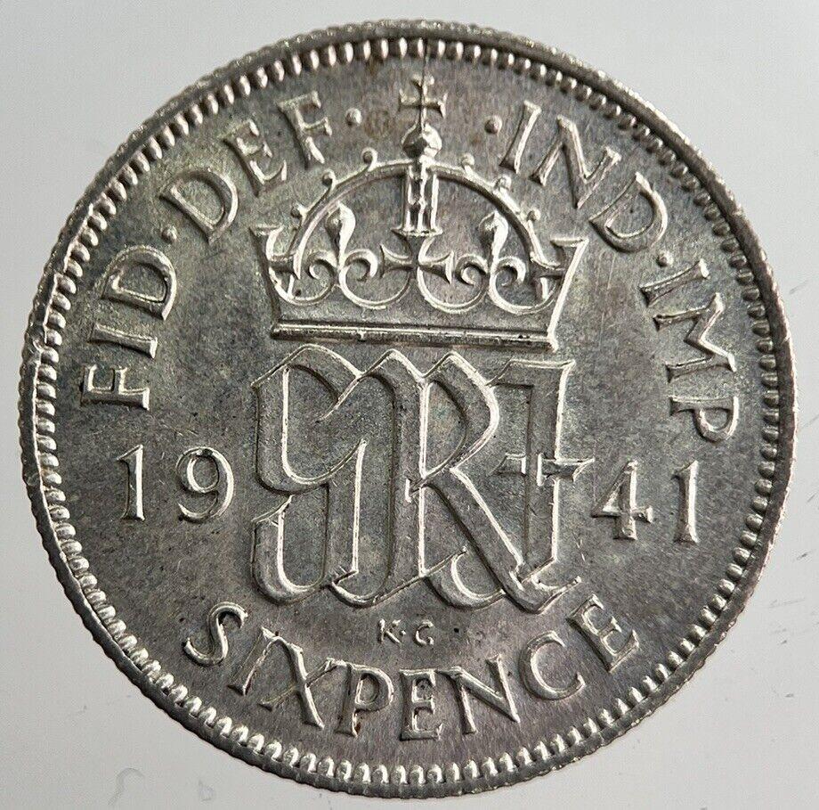 1941 George VI British Sixpence Silver Coin | Very High Grade | a8271