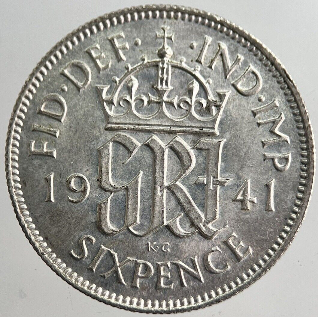 1941 George VI British Sixpence Silver Coin | Very High Grade | a8270