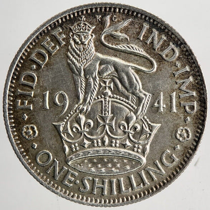 1941 George VI British One Shilling Silver Coin | Very High Grade | a6682