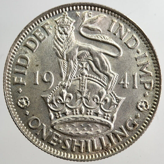 1941 George VI British One Shilling Silver Coin | Very High Grade | a8253