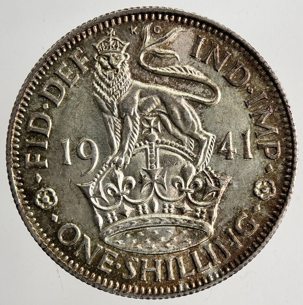 1941 George VI British One Shilling Silver Coin | Very Fine Grade | a6683