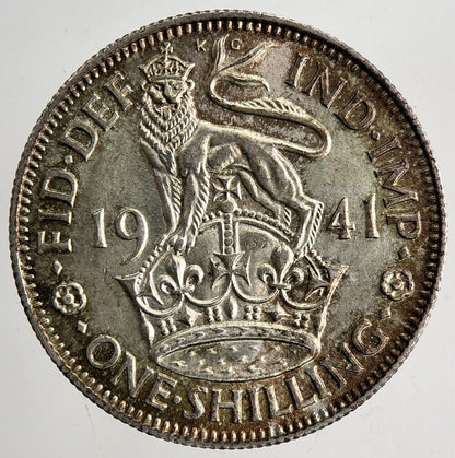 1941 George VI British One Shilling Silver Coin | Very Fine Grade | a6683
