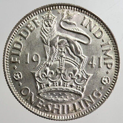 1941 George VI British One Shilling Silver Coin | Very High Grade | a8251