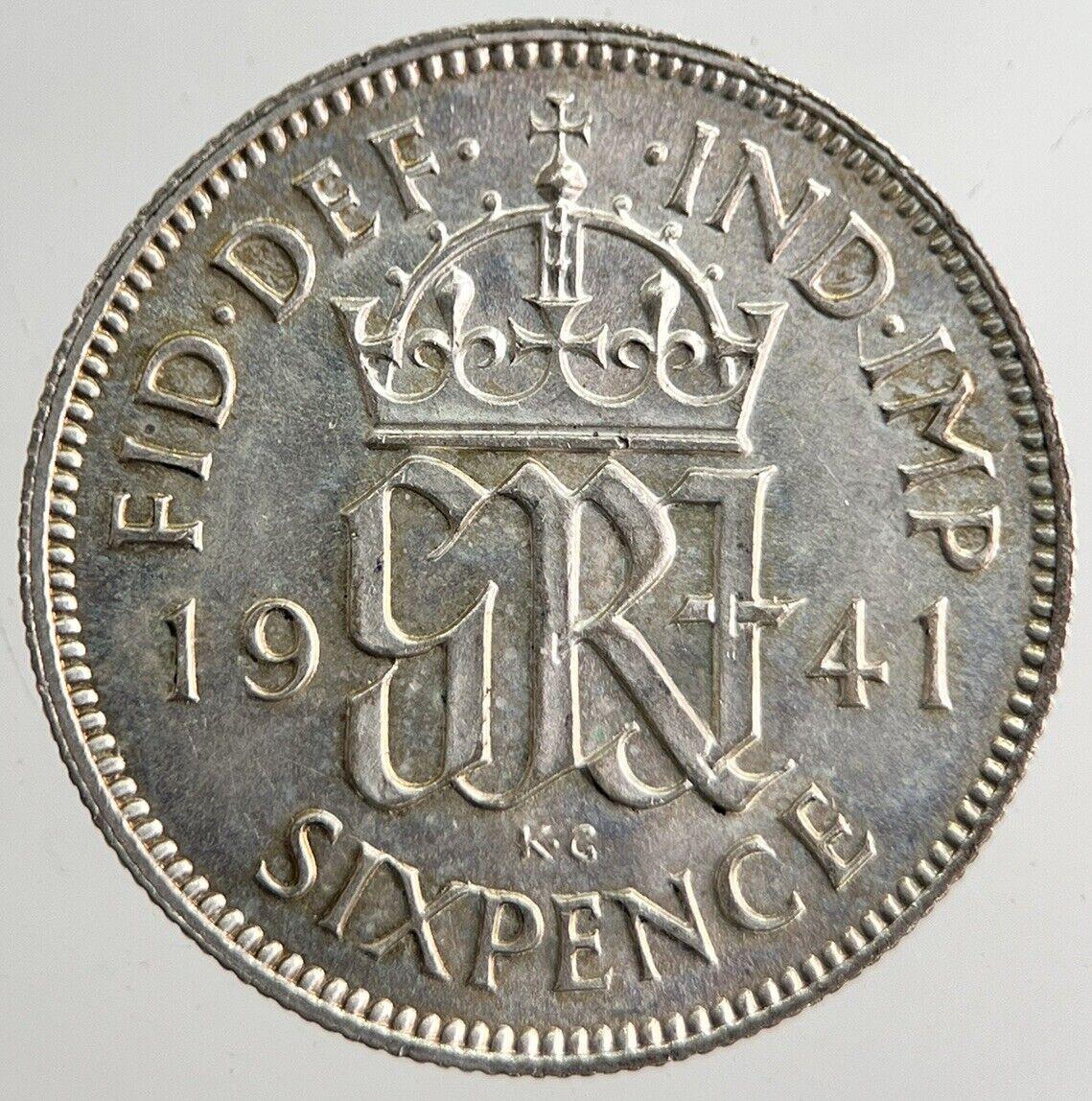 1941 George VI British Sixpence Silver Coin | Very High Grade | a8267