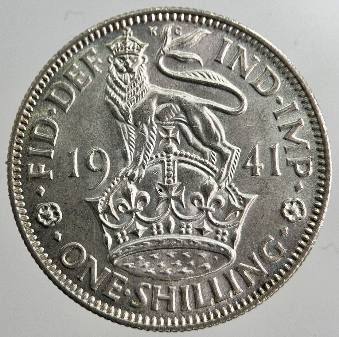 1941 George VI British One Shilling Silver Coin | Very High Grade | a8249