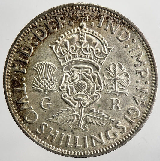 1941 George VI Florin Silver Coin | Very High Grade | a5269