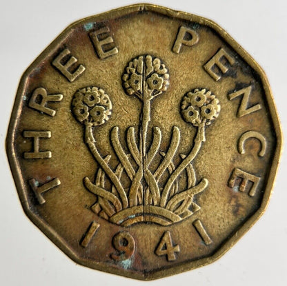 1941 George VI Brass Threepence Coin | Fine Collectable Grade