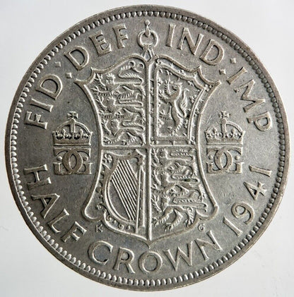 1941 George VI Half-Crown Silver Coin | Fine Collectable Grade