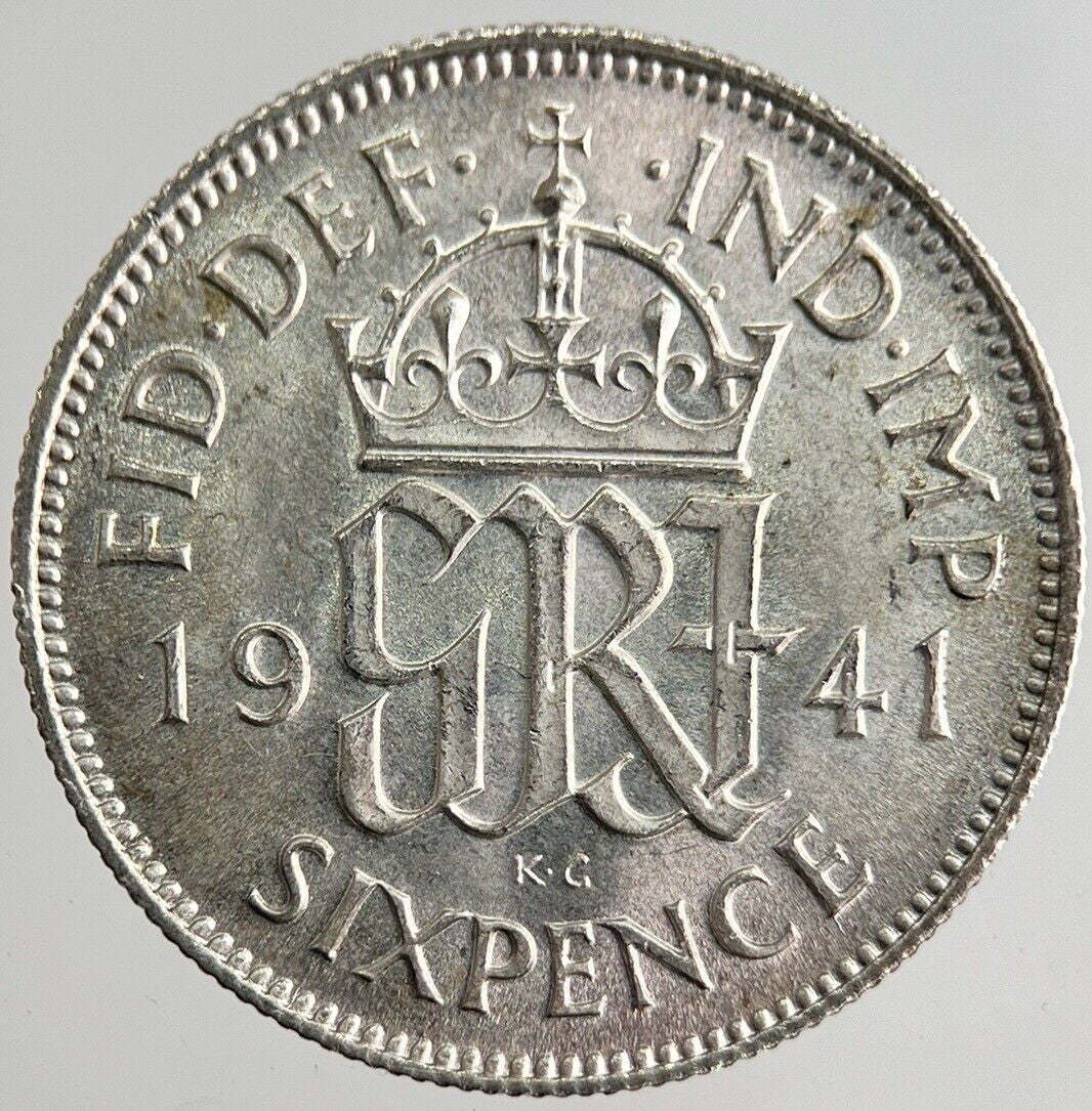 1941 George VI Sixpence Silver Coin | Very High Grade | a8162