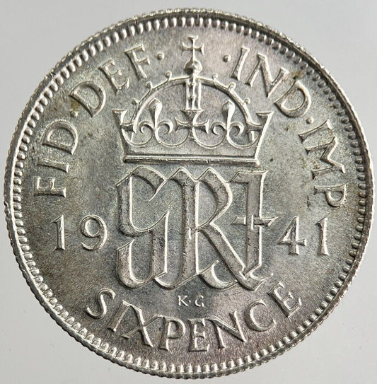 1941 George VI Sixpence Silver Coin | Very High Grade | a8162