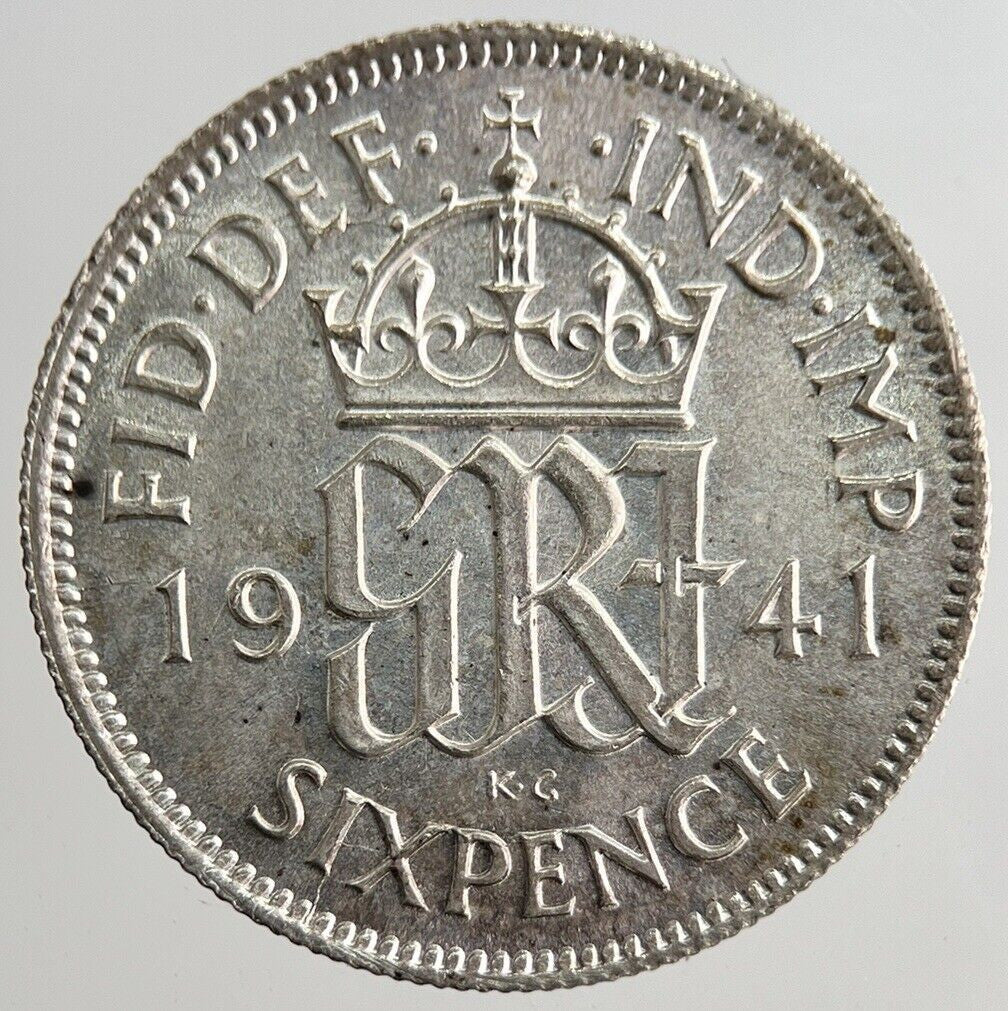 1941 George VI Sixpence Silver Coin | Very High Grade | a8155
