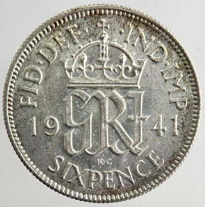 1941 George VI Sixpence Silver Coin | Very High Grade | a8156