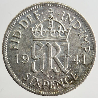 1941 George VI Sixpence Silver Coin | Very High Grade | a8158