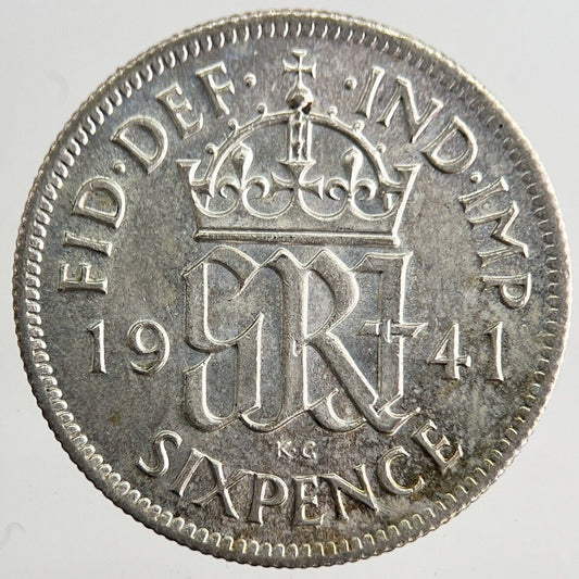 1941 George VI Sixpence Silver Coin | Very High Grade | a8158