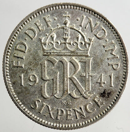 1941 George VI Sixpence Silver Coin | Very High Grade | a8157