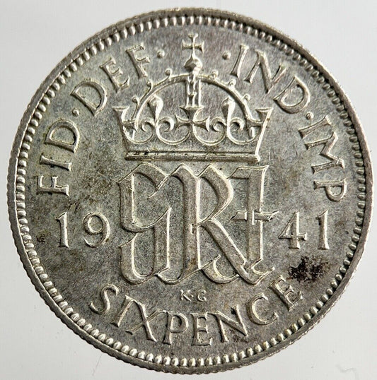 1941 George VI Sixpence Silver Coin | Very High Grade | a8157