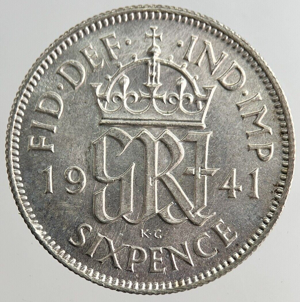 1941 George VI Sixpence Silver Coin | Very High Grade | a8154