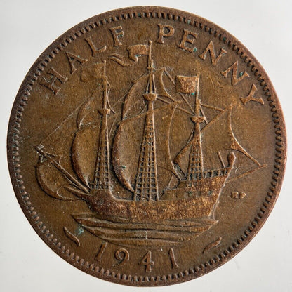 1941 George VI Half-Penny Coin | Collectable Grade