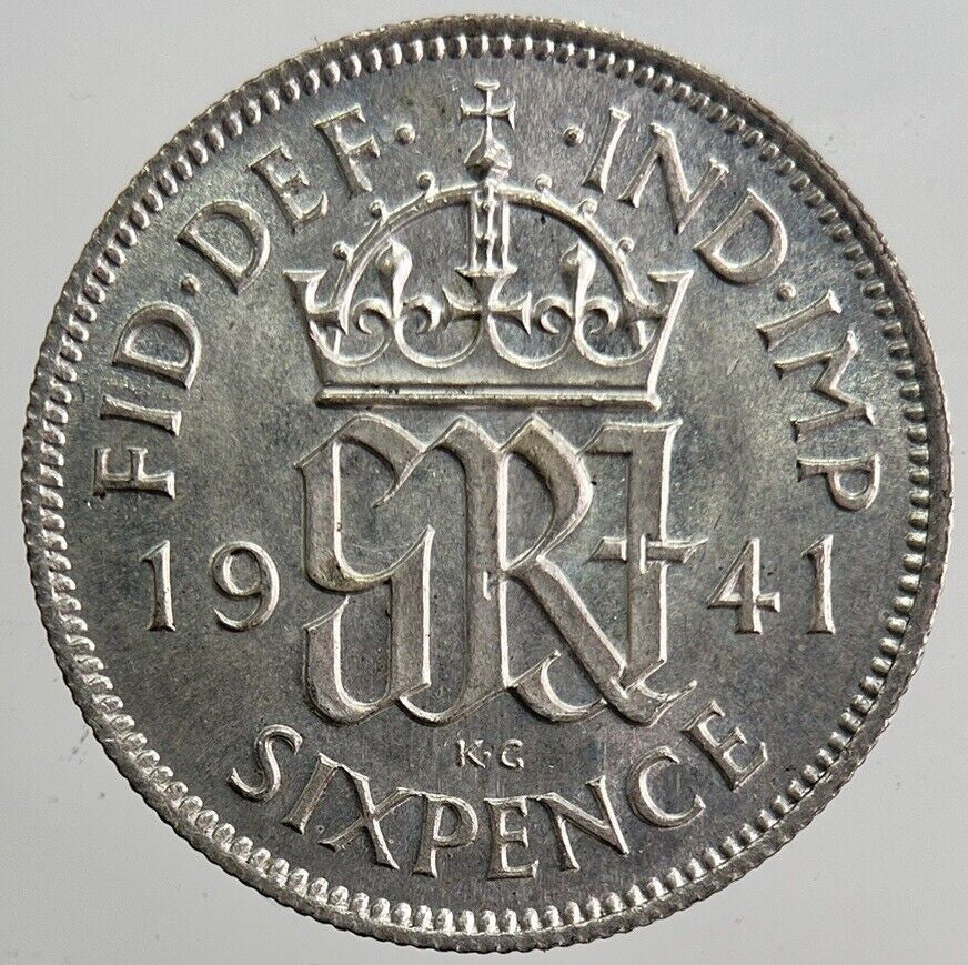 1941 George VI Sixpence Silver Coin | Very High Grade | a3992