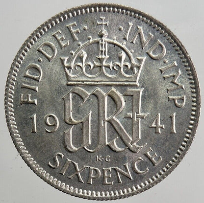 1941 George VI Sixpence Silver Coin | Very High Grade | a3992