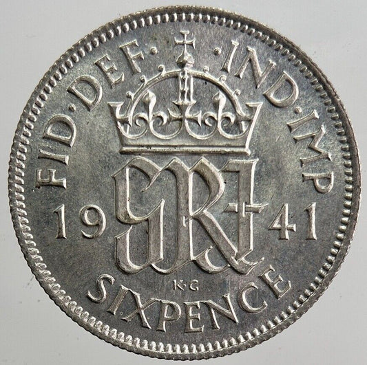 1941 George VI Sixpence Silver Coin | Very High Grade | a3992