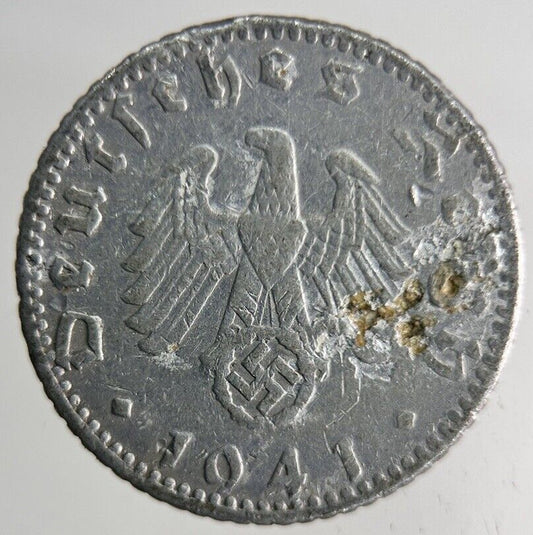 1941 Germany Nazi 50 Pfennig Coin | Fine Collectable Grade