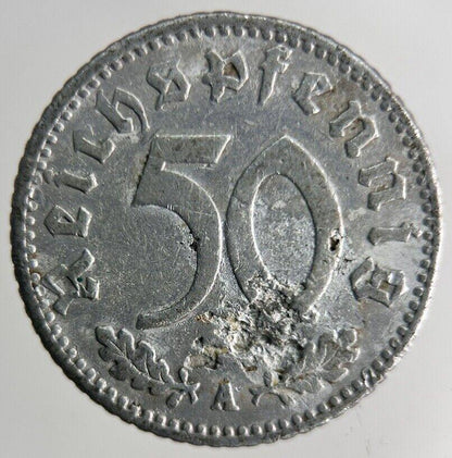 1941 Germany Nazi 50 Pfennig Coin | Fine Collectable Grade