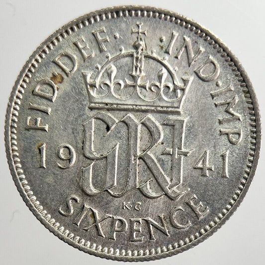 1941 George VI Sixpence Silver Coin | Very High Grade | a8214