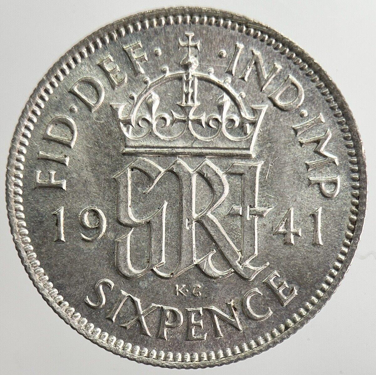 1941 George VI Sixpence Silver Coin | Very High Grade | a8216