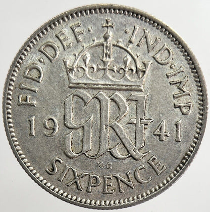 1941 George VI Sixpence Silver Coin | Very High Grade | a8212