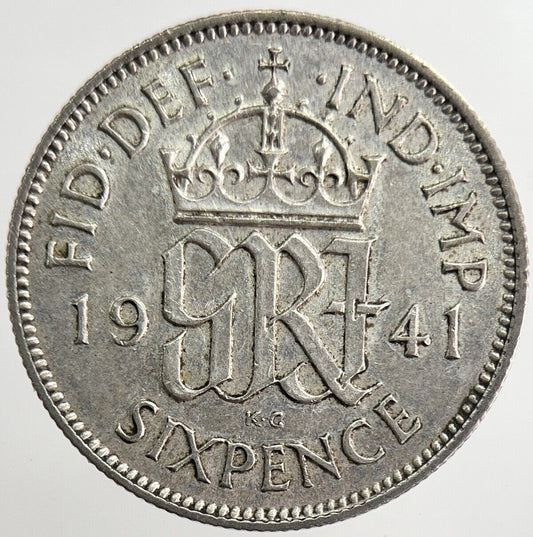 1941 George VI Sixpence Silver Coin | Very High Grade | a8212