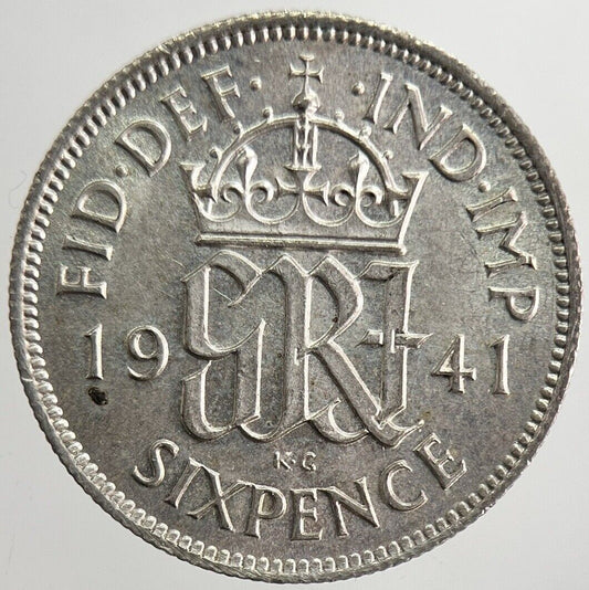 1941 George VI Sixpence Silver Coin | Very High Grade | a8213
