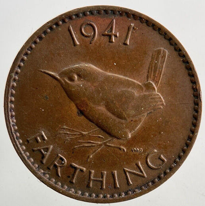 1941 George VI Wren Farthing Coin | Very High Grade