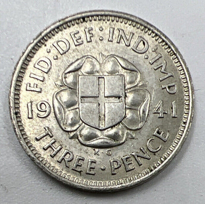 1941 George VI Threepence | British Silver Coin | Very High Grade | a1237