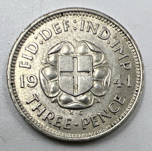 1941 George VI Threepence | British Silver Coin | Very High Grade | a1237