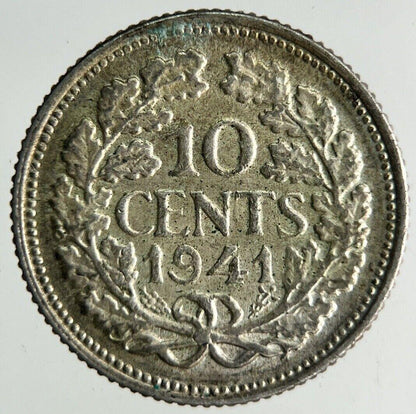 1941 Netherlands 10 Cents Silver Coin | Fine Collectable Grade
