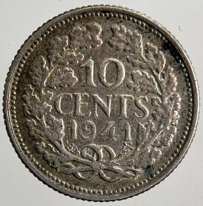 1941 Netherlands 10 Cents Silver Coin | Fine Collectable Grade | a6515