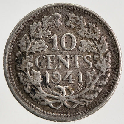 1941 Netherlands 10 Cents Silver Coin | Fine Collectable Grade