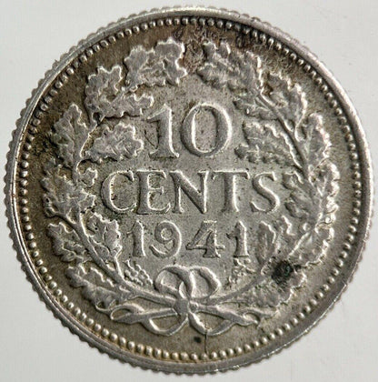 1941 Netherlands 10 Cents Silver Coin | Fine Collectable Grade