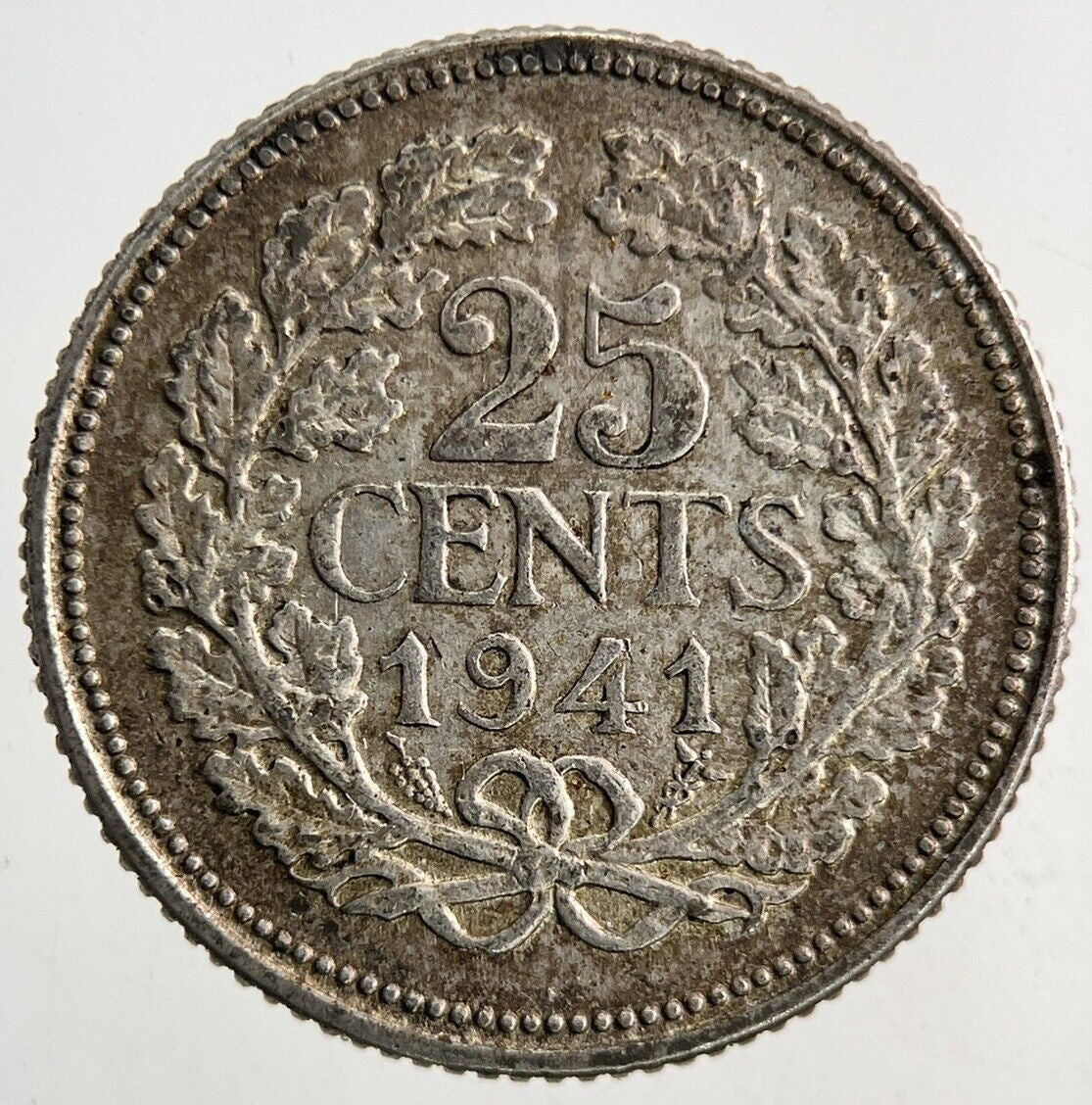 1941 Netherlands 25 Cents Silver Coin | Fine Collectable Grade