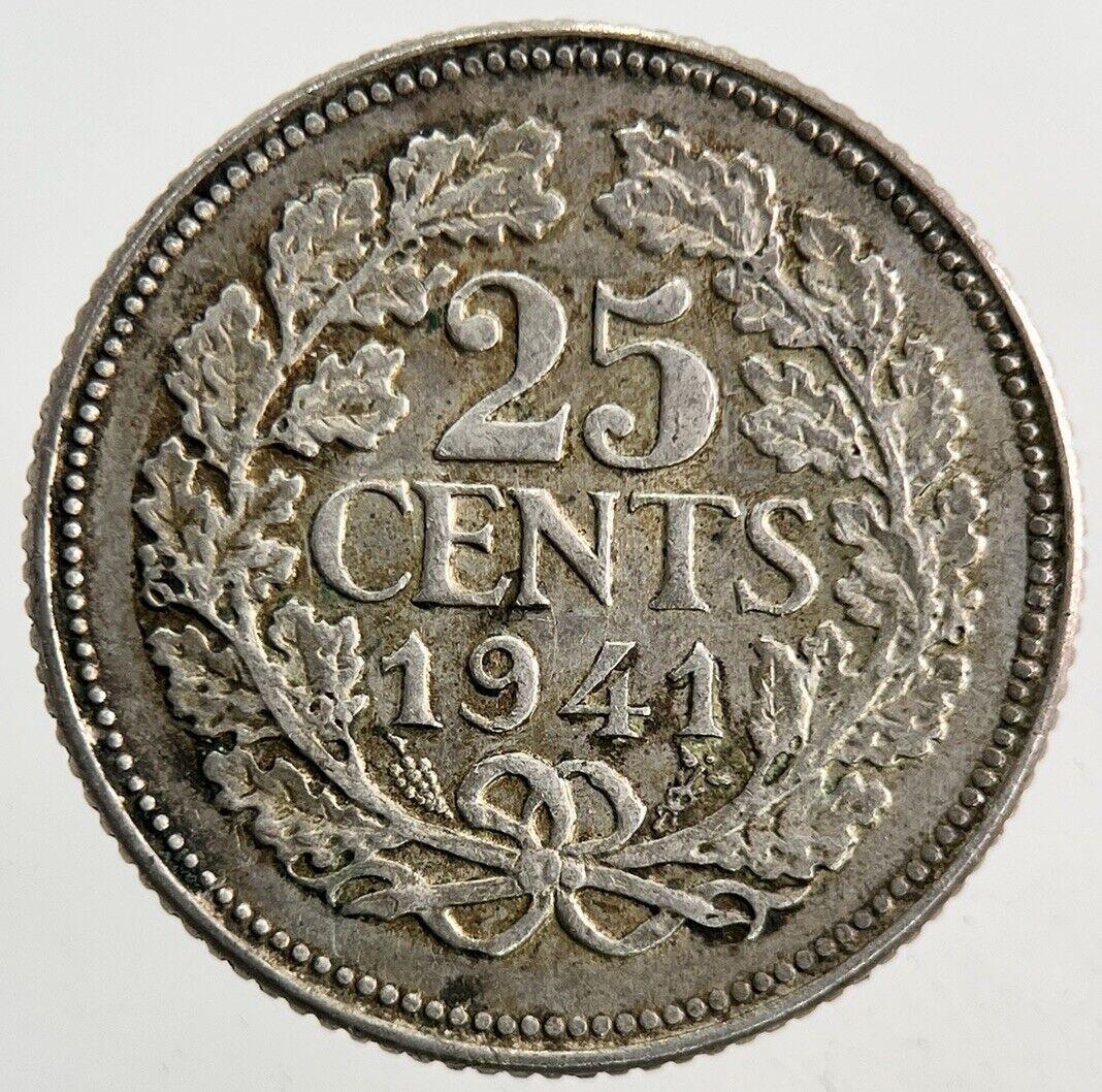 1941 Netherlands 25 Cents Silver Coin | Fine Collectable Grade
