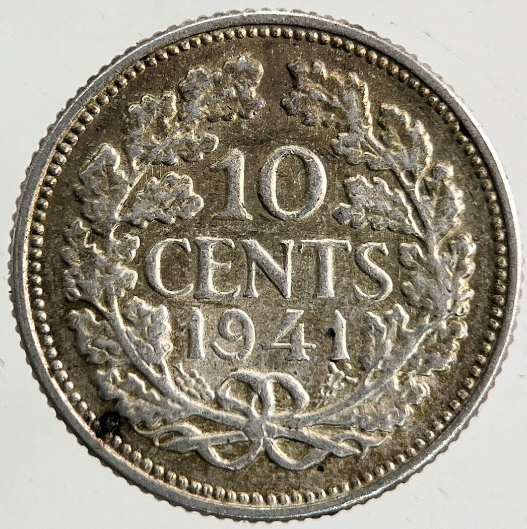 1941 Netherlands 10 Cents Silver Coin | Fine Collectable Grade