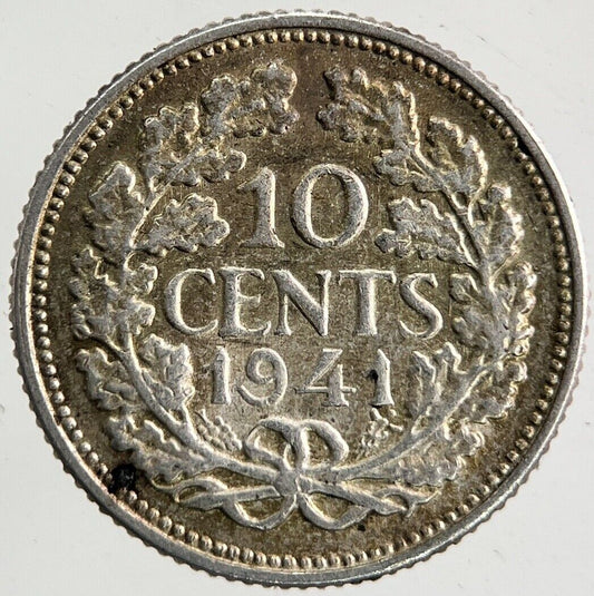 1941 Netherlands 10 Cents Silver Coin | Fine Collectable Grade