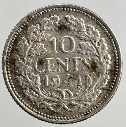 1941 Netherlands 10 Cents Silver Coin | Fine Collectable Grade