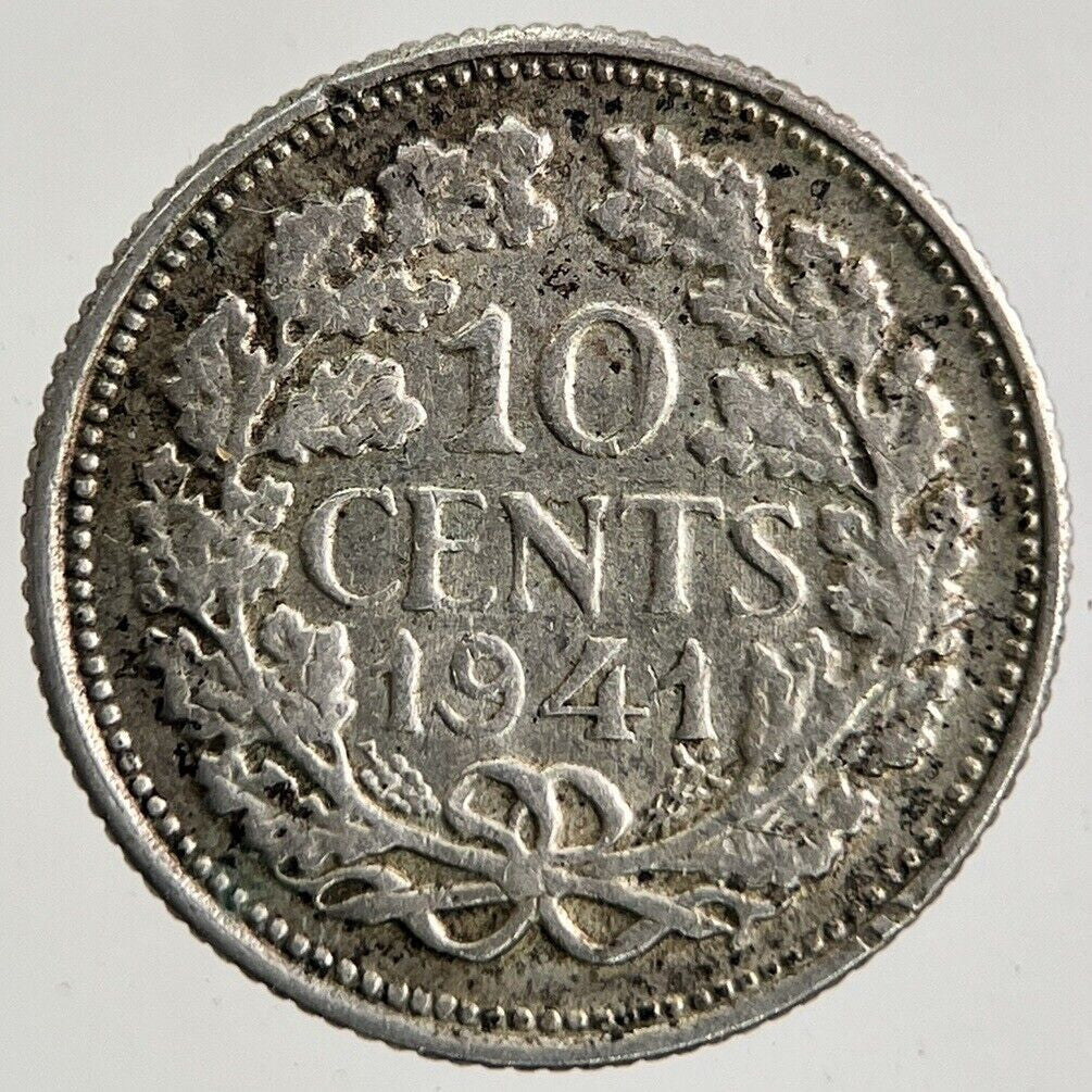 1941 Netherlands 10 Cents Silver Coin | Fine Collectable Grade
