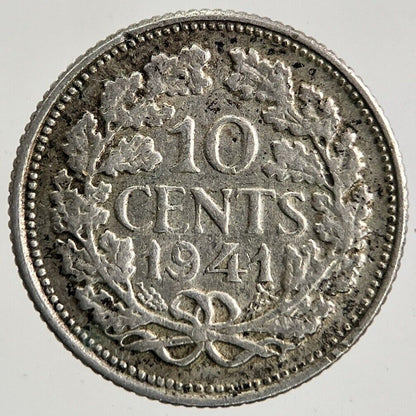 1941 Netherlands 10 Cents Silver Coin | Fine Collectable Grade