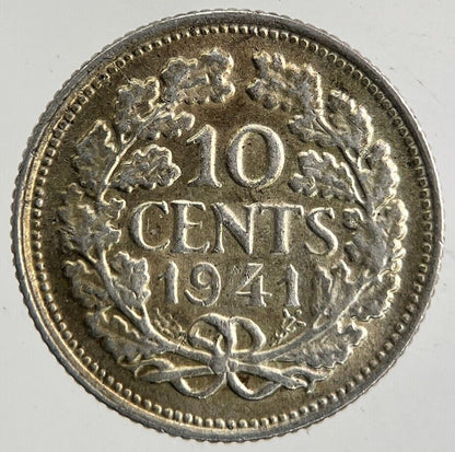 1941 Netherlands 10 Cents Silver Coin | Fine Collectable Grade