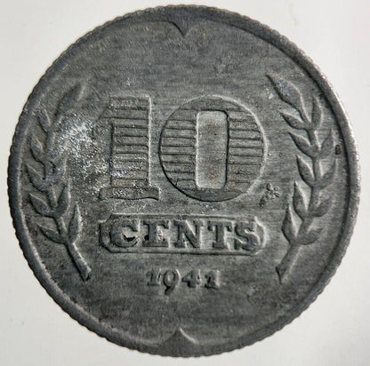 1941 Netherlands 10 Cents Coin | Fine Collectable Grade